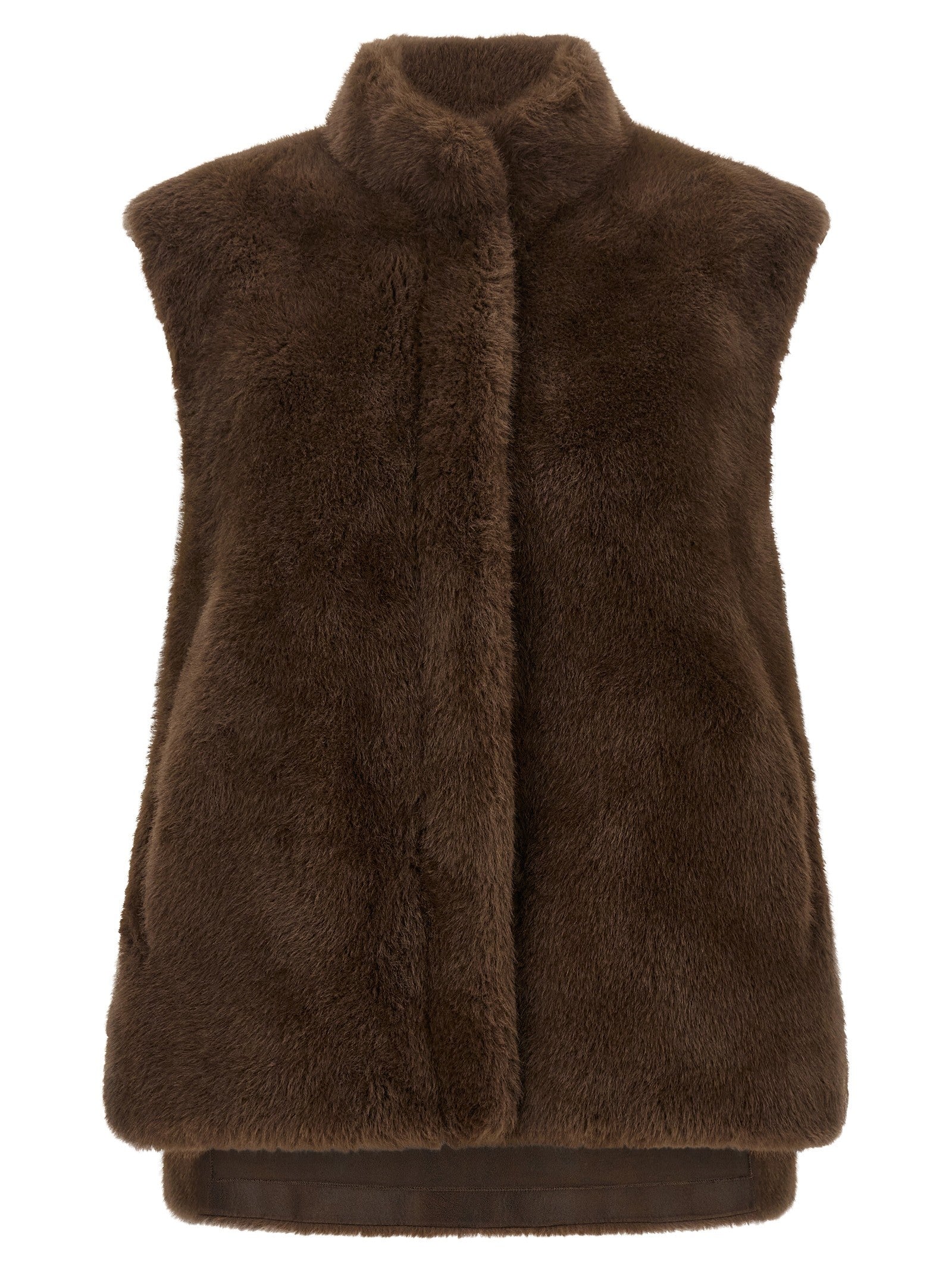 LOU ANDREA Eco Fur Vest Brown