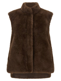 LOU ANDREA Eco Fur Vest Brown