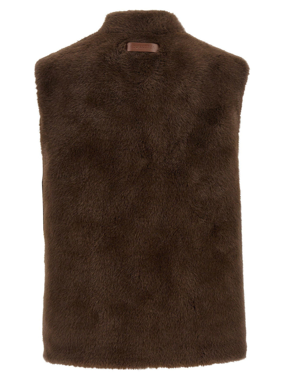 LOU ANDREA Eco Fur Vest Brown, view 2