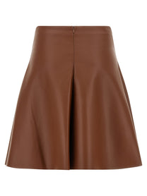 Nude Lucy Eco Leather Full Skirt Brown