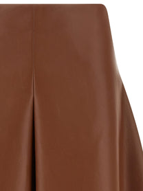 Nude Lucy Eco Leather Full Skirt Brown