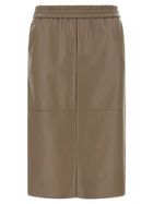 Nude Lucy Eco Leather Panel Skirt Beige