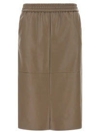 Nude Lucy Eco Leather Panel Skirt Beige