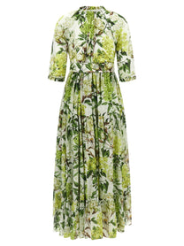 Samantha Sung Eden Long Dress in Cotton Muslin Green