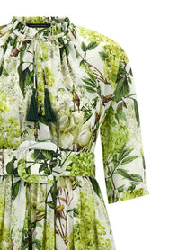 Samantha Sung Eden Long Dress in Cotton Muslin Green