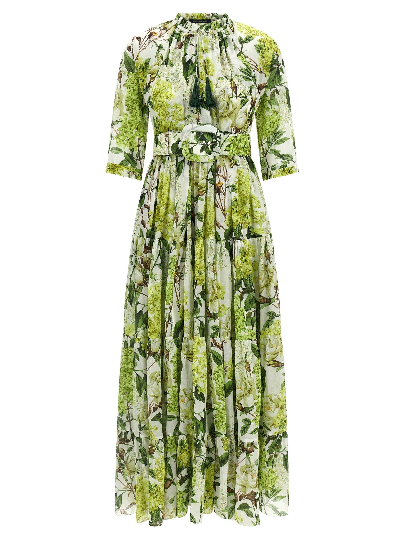 Samantha Sung Eden Long Dress in Cotton Muslin Green