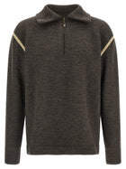 Maison Margiela Elbow Patch Quarter Zip Reversible Sweater Grey