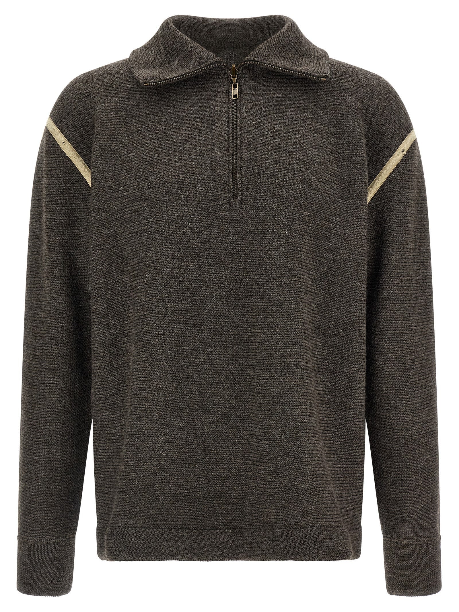 Maison Margiela Elbow Patch Quarter Zip Reversible Sweater Grey