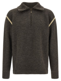 Maison Margiela Elbow Patch Quarter Zip Reversible Sweater Grey