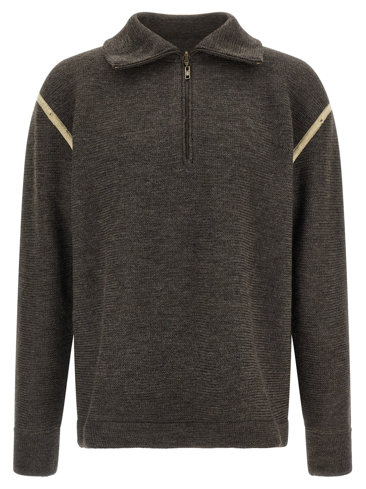 Maison Margiela Elbow Patch Quarter Zip Reversible Sweater Grey