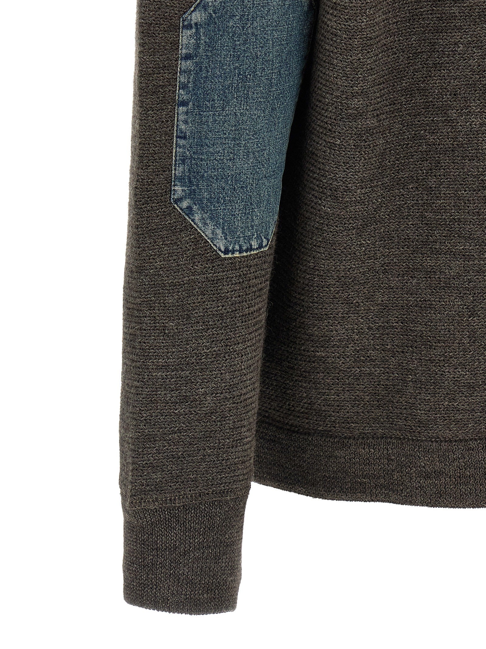 Maison Margiela Elbow Patch Quarter Zip Reversible Sweater Grey