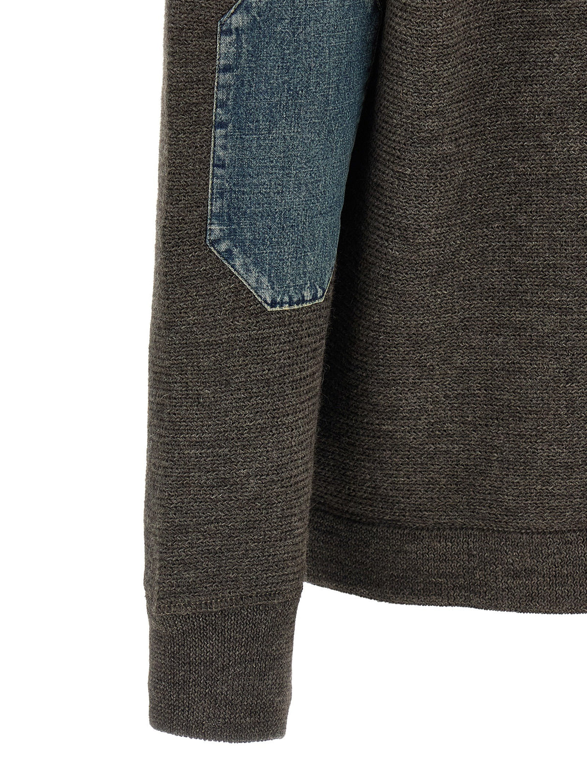 Maison Margiela Elbow Patch Quarter Zip Reversible Sweater Grey, view 5