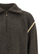 Maison Margiela Elbow Patch Quarter Zip Reversible Sweater Grey, view 4