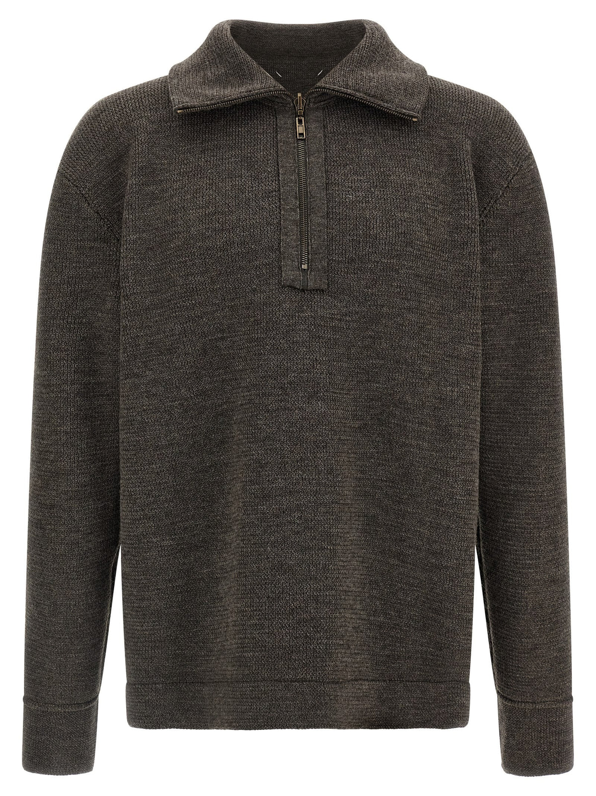 Maison Margiela Elbow Patch Quarter Zip Reversible Sweater Grey, view 2