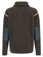 Maison Margiela Elbow Patch Quarter Zip Reversible Sweater Grey, view 3