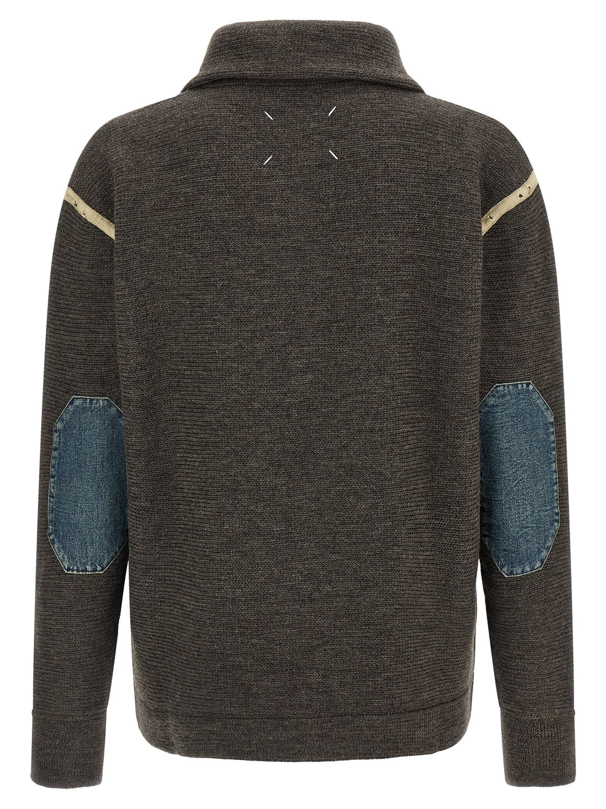 Maison Margiela Elbow Patch Quarter Zip Reversible Sweater Grey, view 3