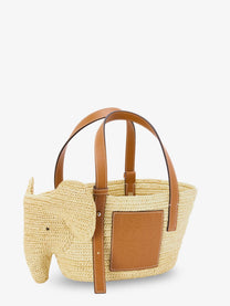 Loewe Women's Elephan Rafia and Leather Handbag White