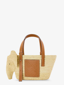 Loewe Women's Elephan Rafia and Leather Handbag White
