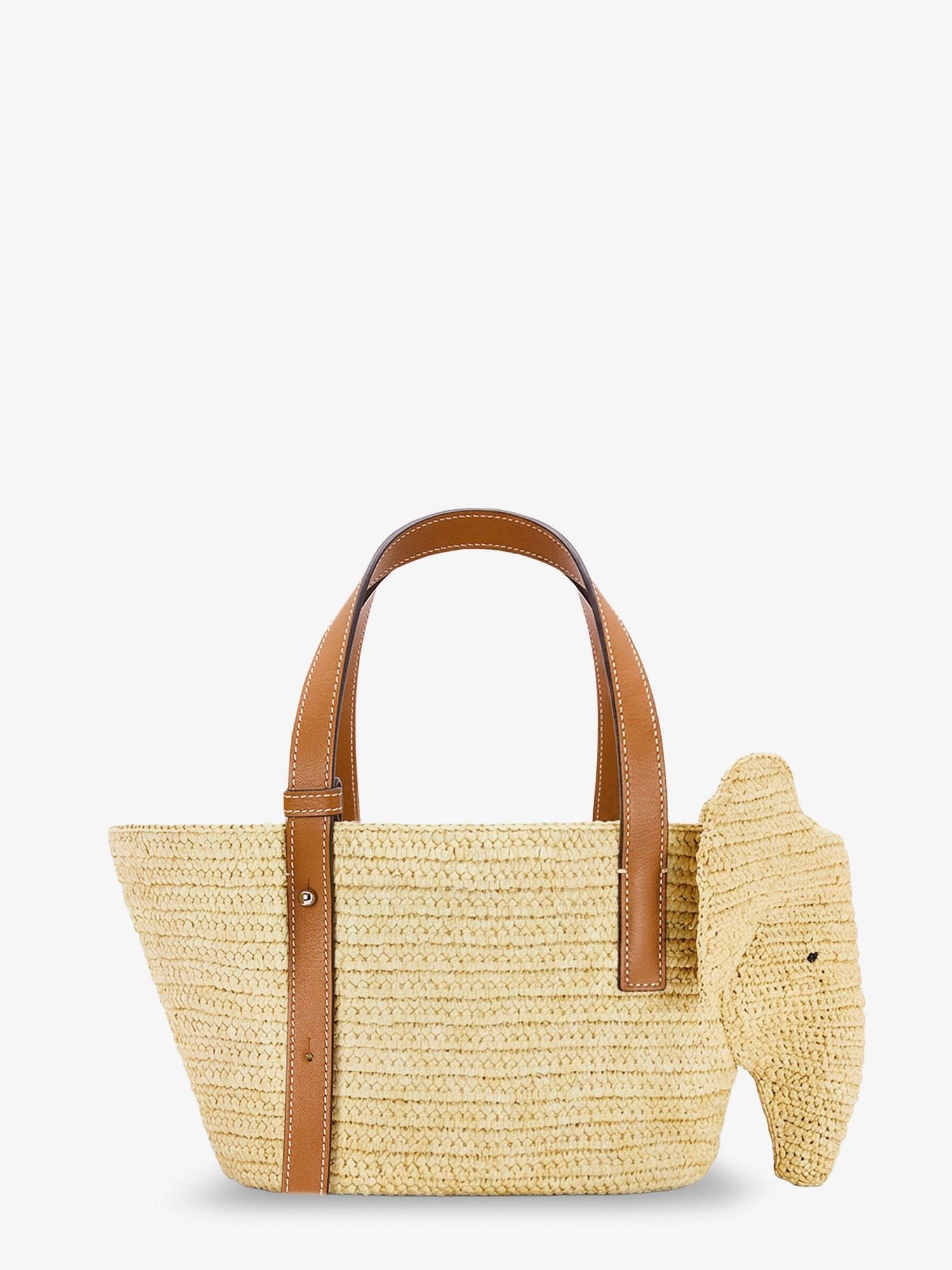 Loewe Women's Elephan Rafia and Leather Handbag White