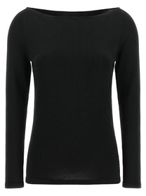 Elie Saab Black Wool Off the Shoulder Top Black