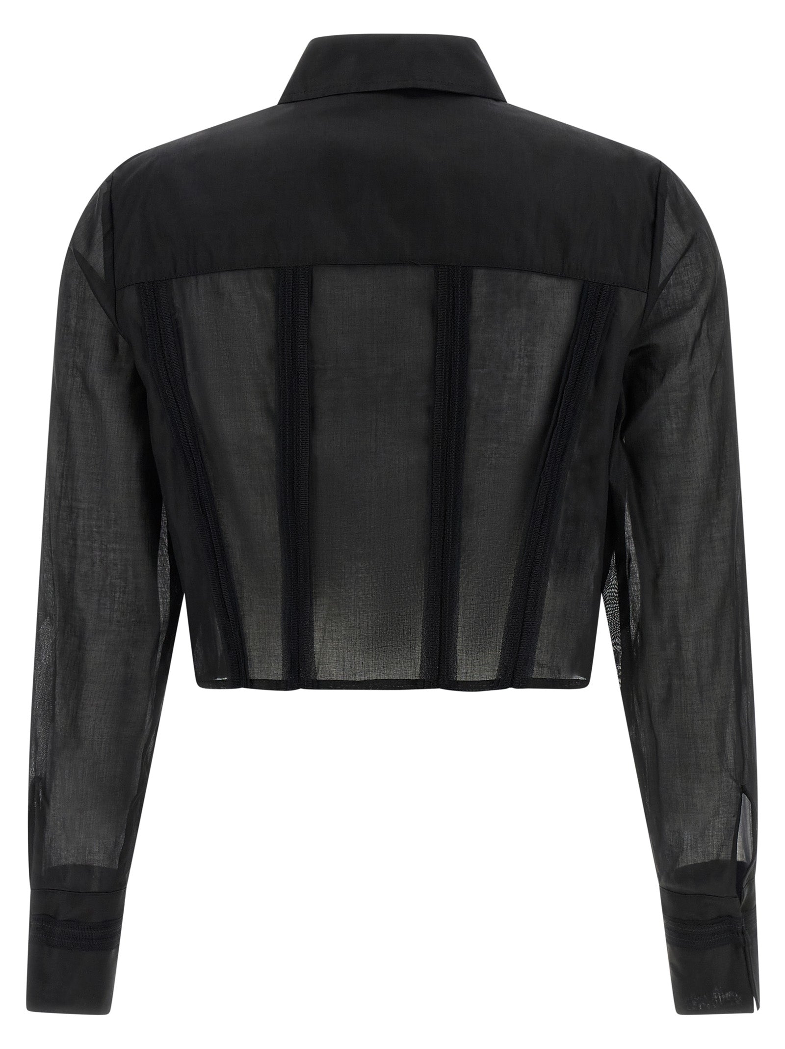 ELISABETTA FRANCHI - ELISABETTA FRANCHI - Logo embroidery maxi crop shirt - Women’s Tops