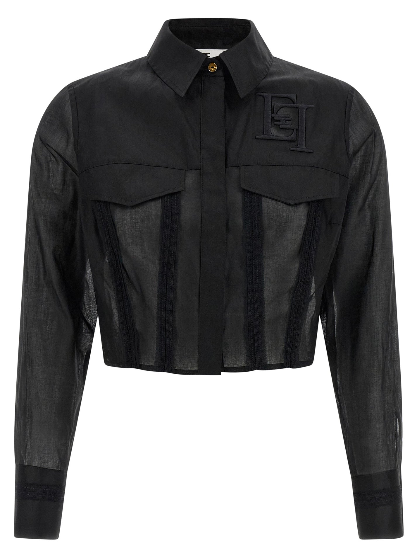 ELISABETTA FRANCHI - ELISABETTA FRANCHI - Logo embroidery maxi crop shirt - Women’s Tops