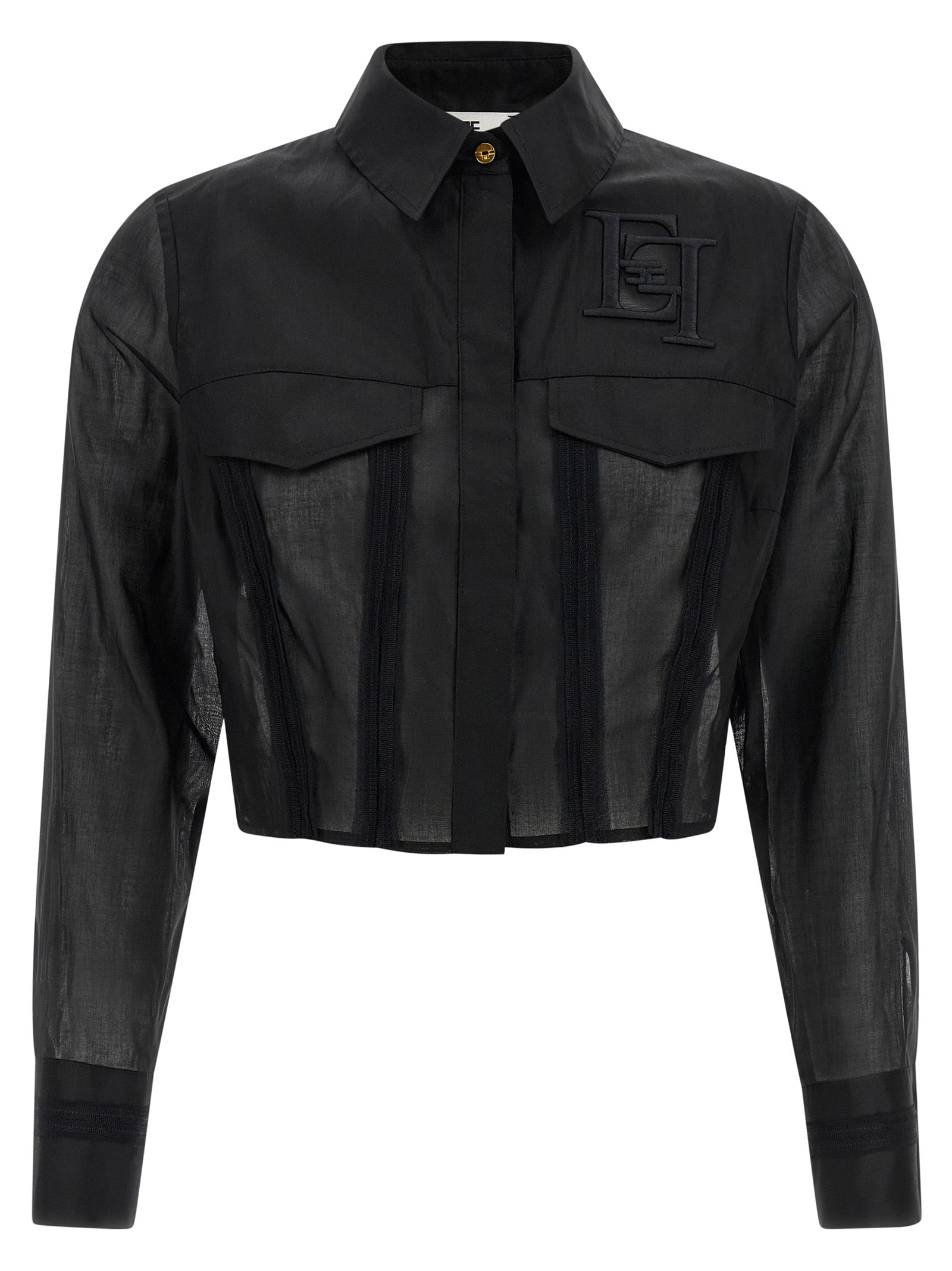 ELISABETTA FRANCHI - ELISABETTA FRANCHI - Logo embroidery maxi crop shirt - Women’s Tops