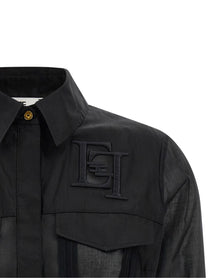 ELISABETTA FRANCHI - ELISABETTA FRANCHI - Logo embroidery maxi crop shirt - Women’s Tops