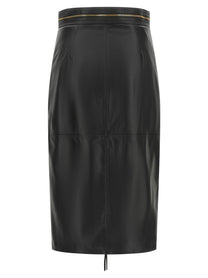 Elisabetta Franchi Leather Skirt Black, view 2