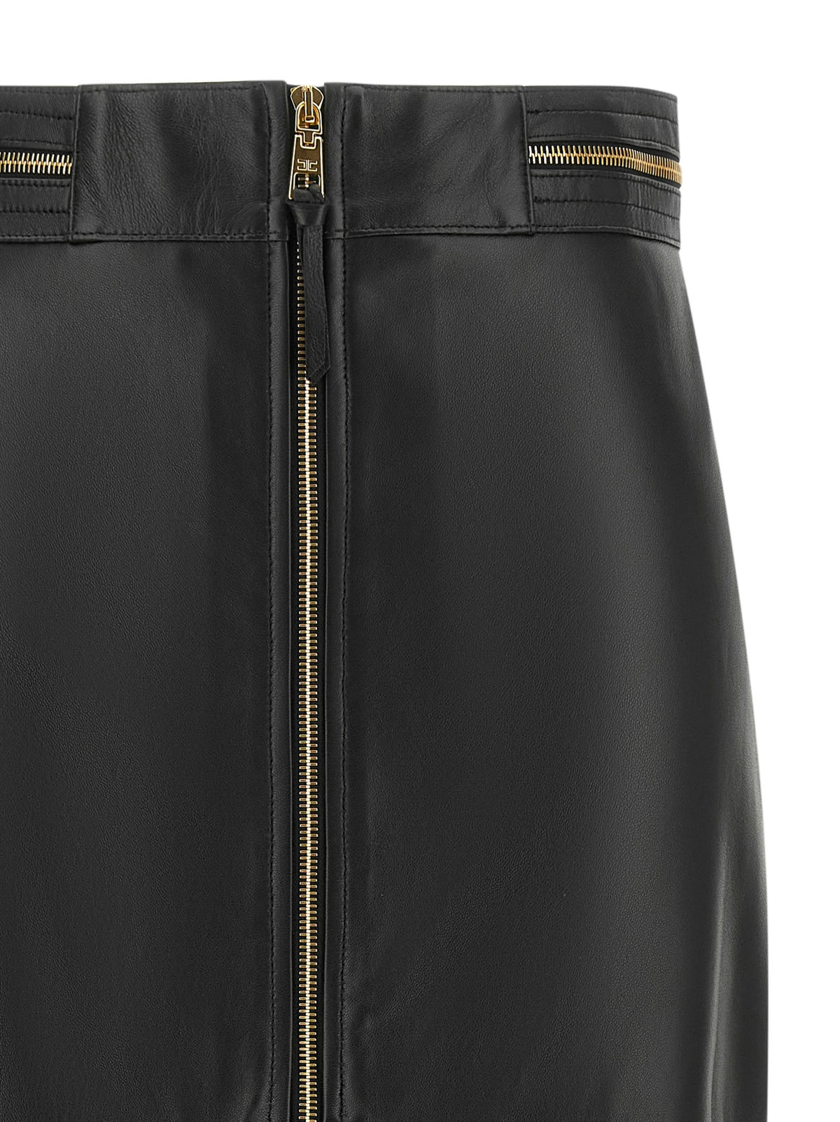 Elisabetta Franchi Leather Skirt Black, view 3