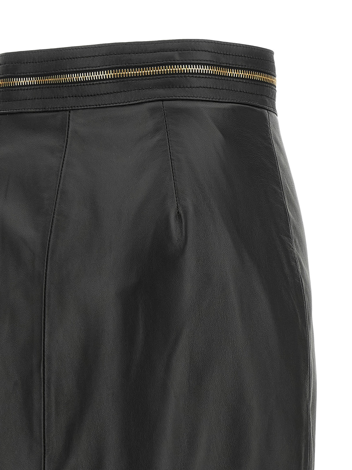 Elisabetta Franchi Leather Skirt Black, view 4