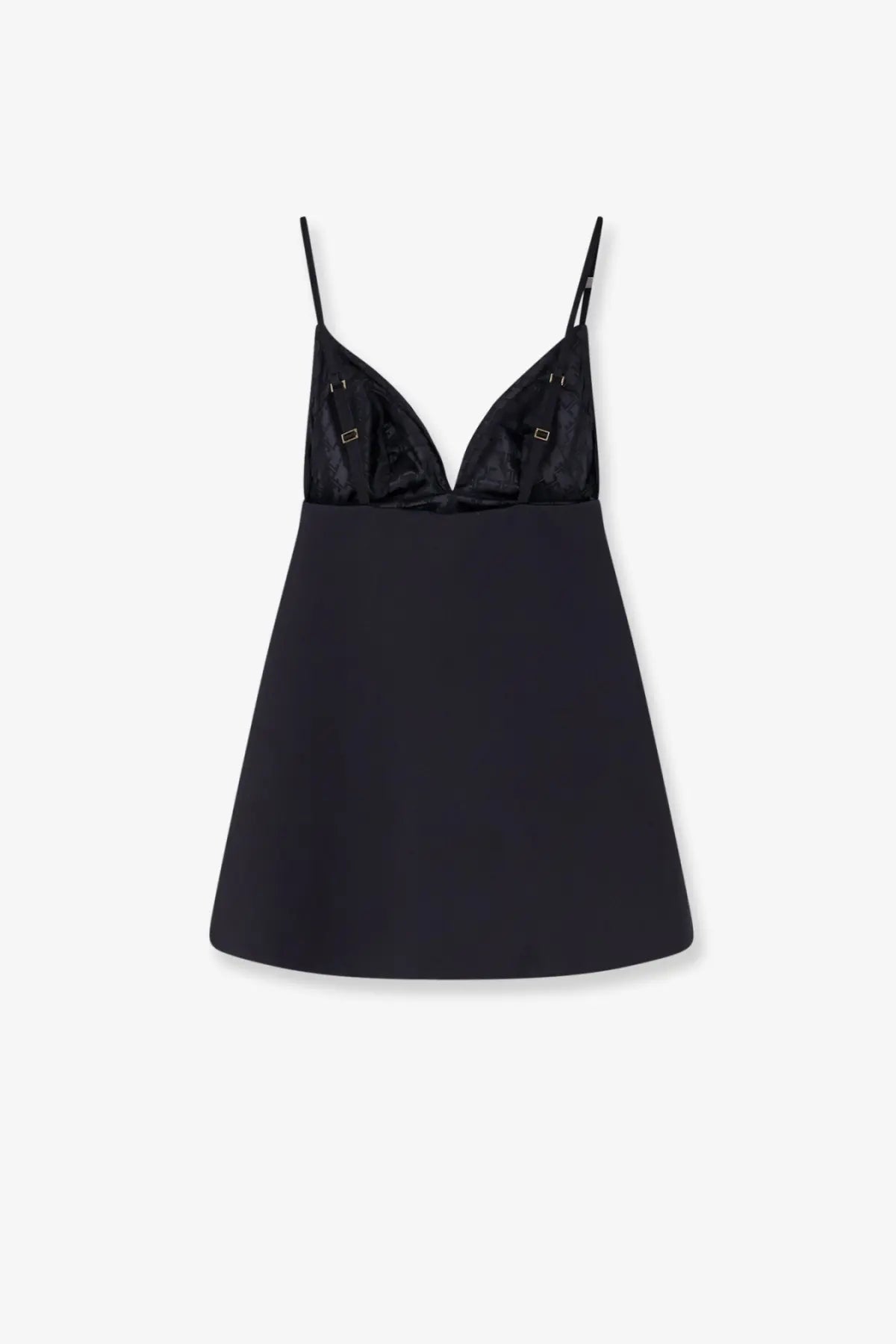 Elisabetta Franchi women’s daily black satin mini dress with thin straps and v-neckline