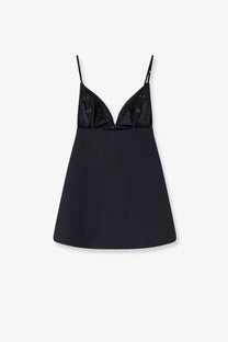 Elisabetta Franchi women’s daily black satin mini dress with thin straps and v-neckline