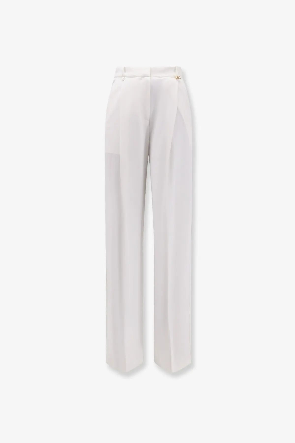 Elisabetta Franchi women’s essentials white high-waisted stretch trousers with sleek straight-leg cut and front pleating
