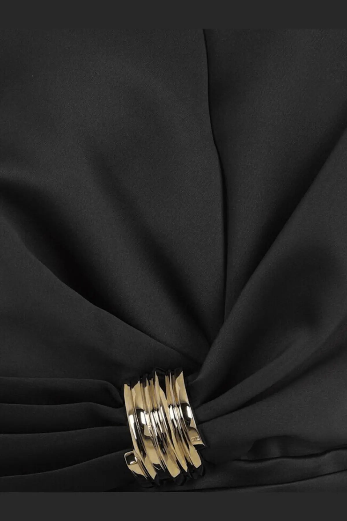 Gold-toned multi-layered metal clasp detail on the back of elisabetta franchi womens events mini dress black