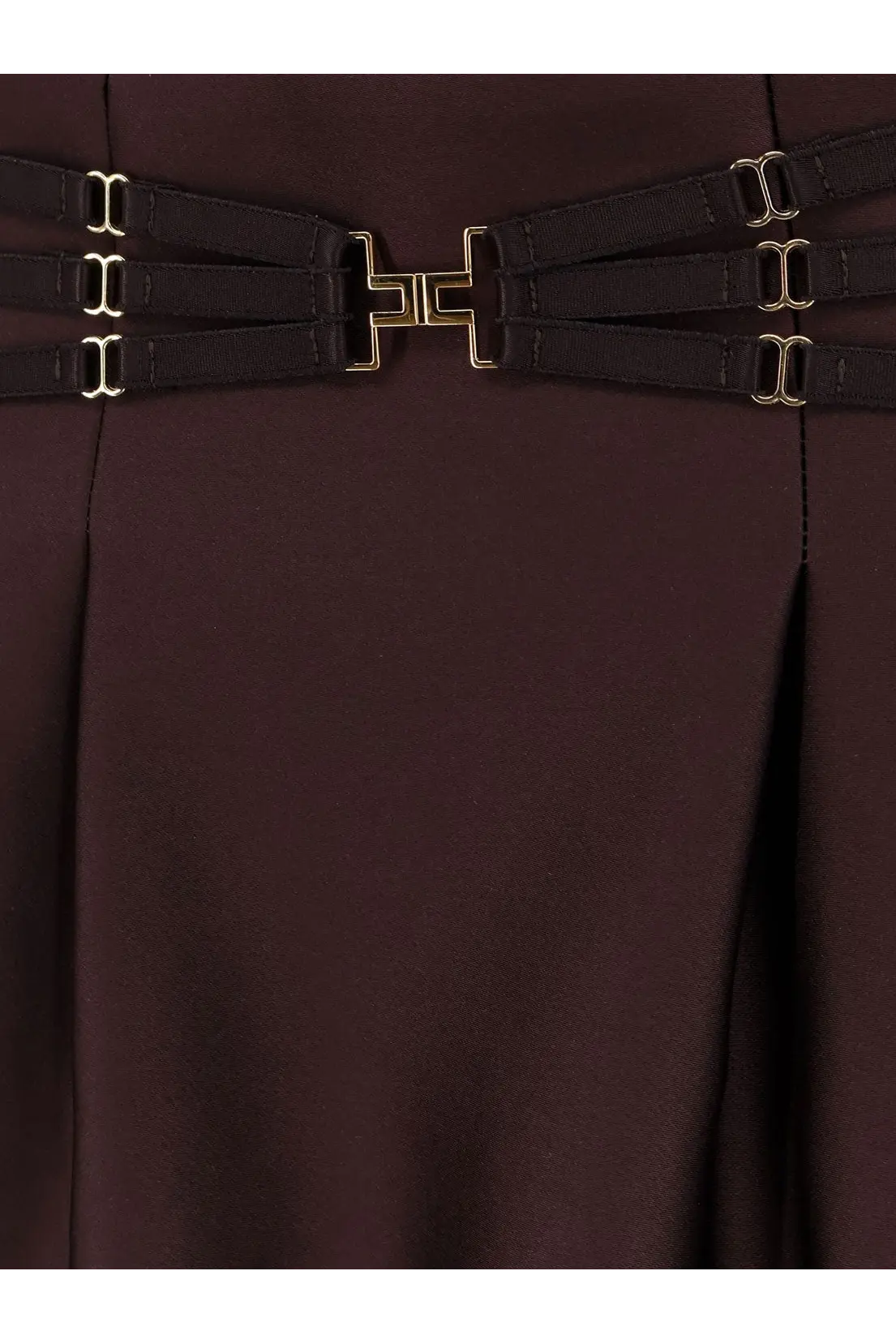 Elisabetta Franchi Women's Satin Mini Skirt Brown, view 3