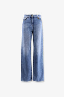 Elisabetta Franchi women’s urban cotton jeans in blue with high waist light-wash denim and subtle fading