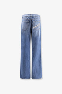 Elisabetta franchi women’s urban cotton jeans in light-wash blue denim with wide-leg cut and subtle stitching details