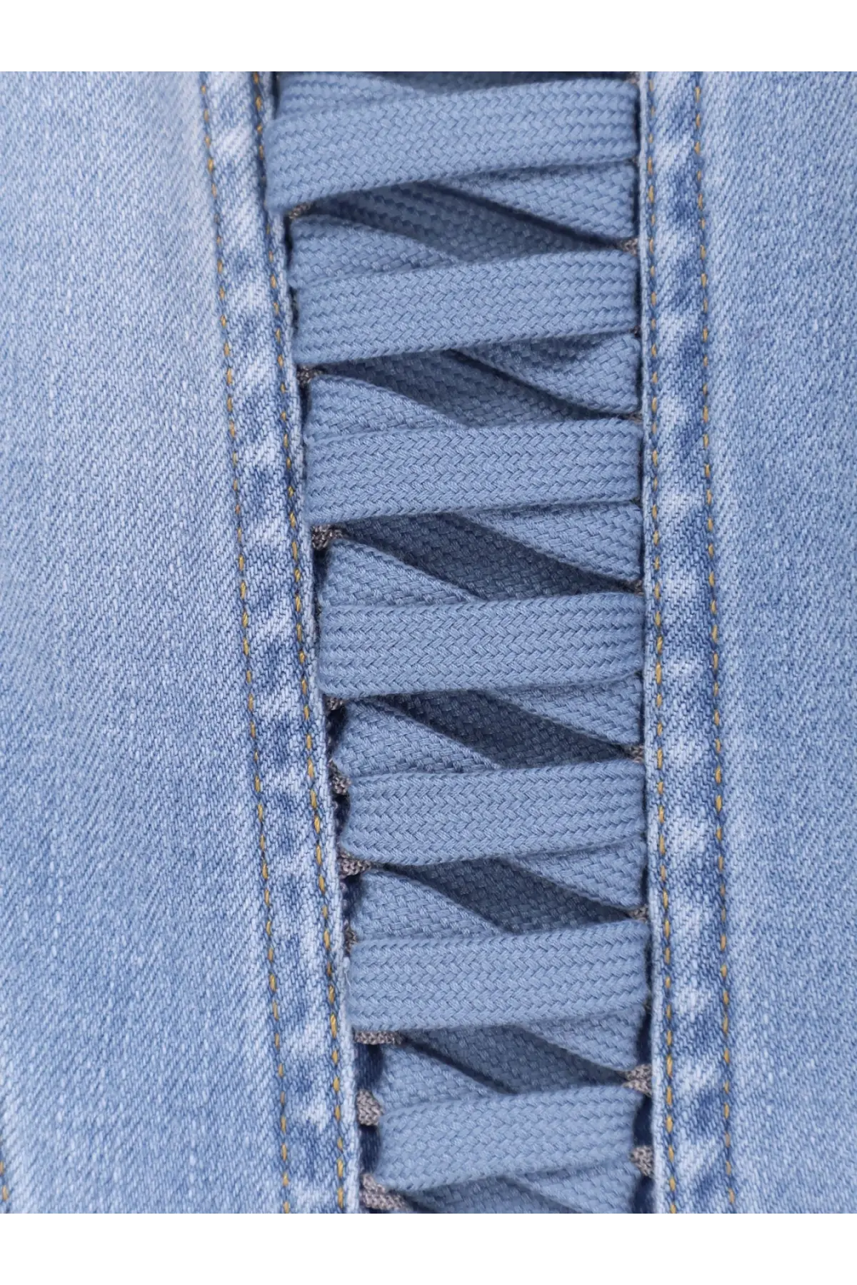 Elisabetta Franchi women’s urban denim bustier in light blue denim with lace-up design and matching woven laces