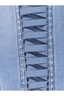 Elisabetta Franchi women’s urban denim bustier in light blue denim with lace-up design and matching woven laces