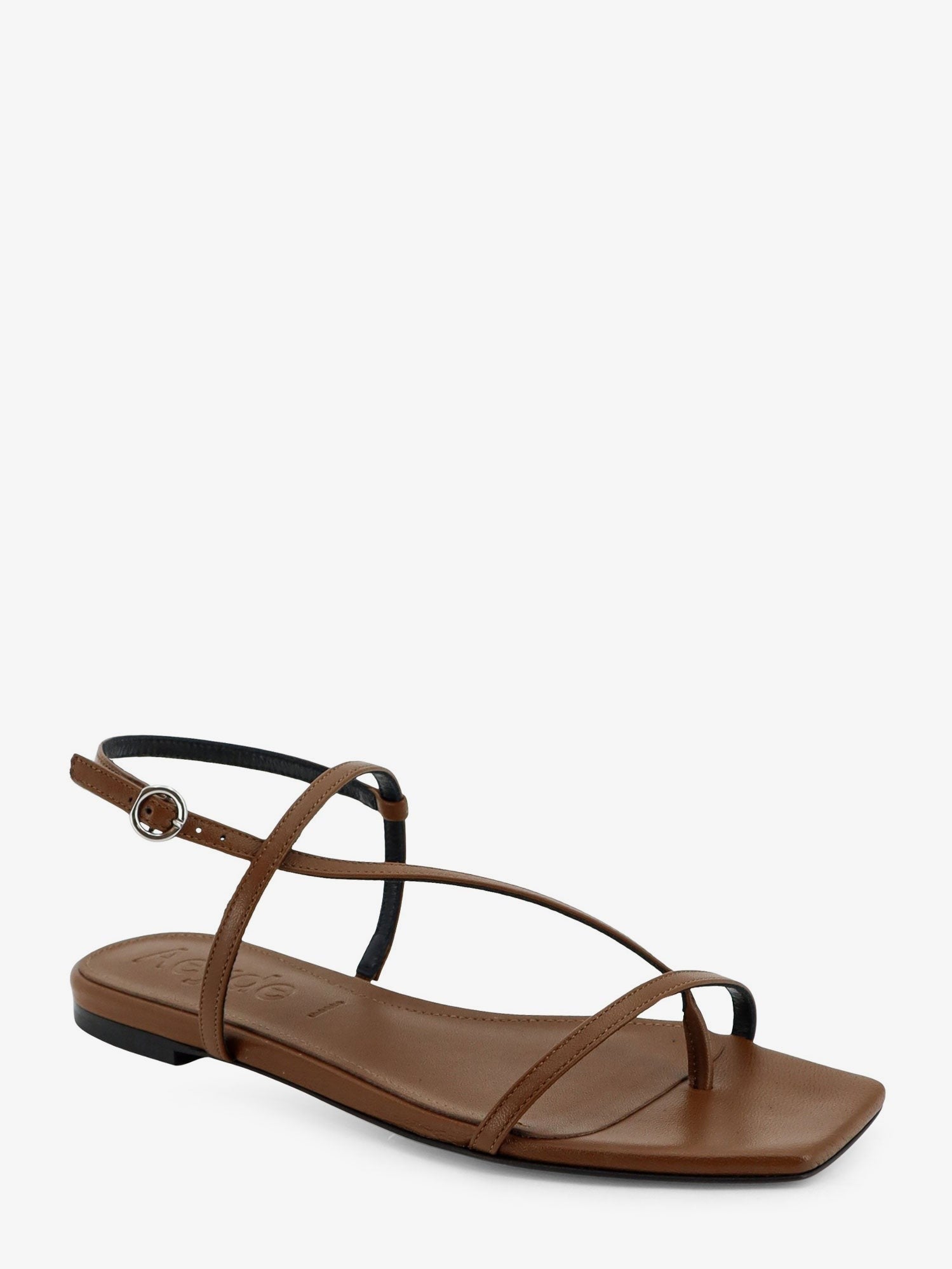 Aeyde Women's Ella Flat Leather Sandals Brown