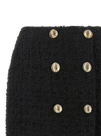Balmain Embossed Button Detail Miniskirt Black