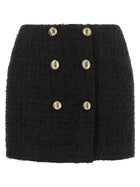 Balmain Embossed Button Detail Miniskirt Black