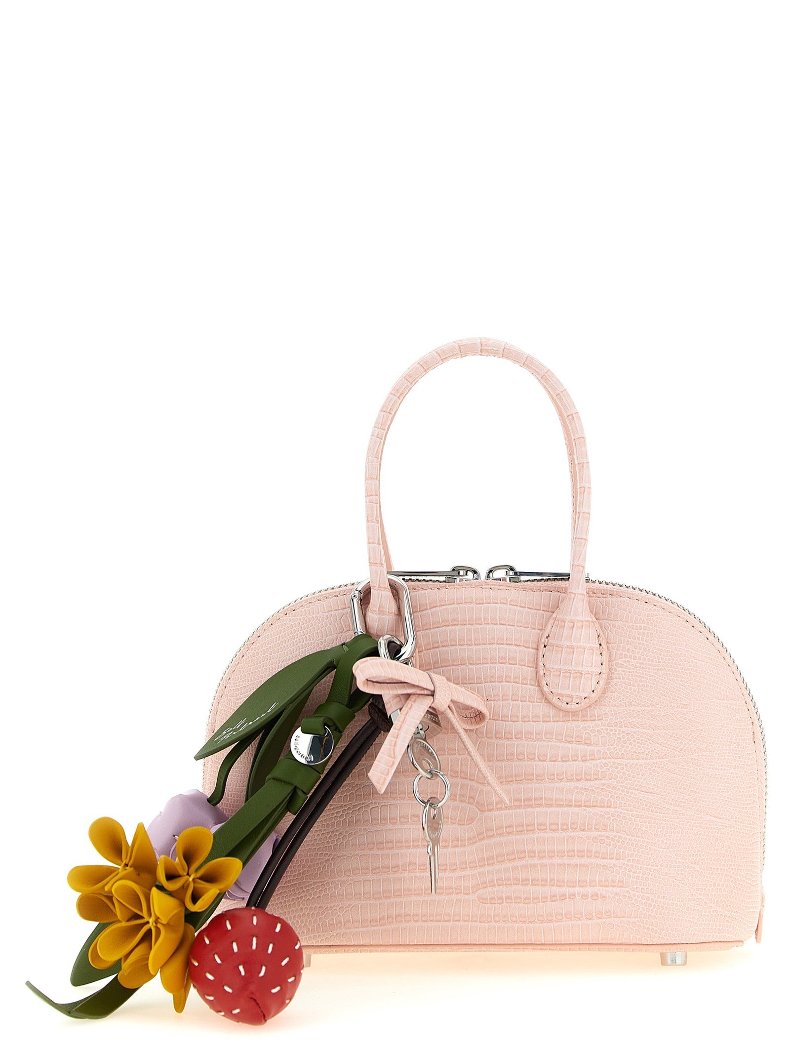 self-portrait Embossed Leather Handbag Blue