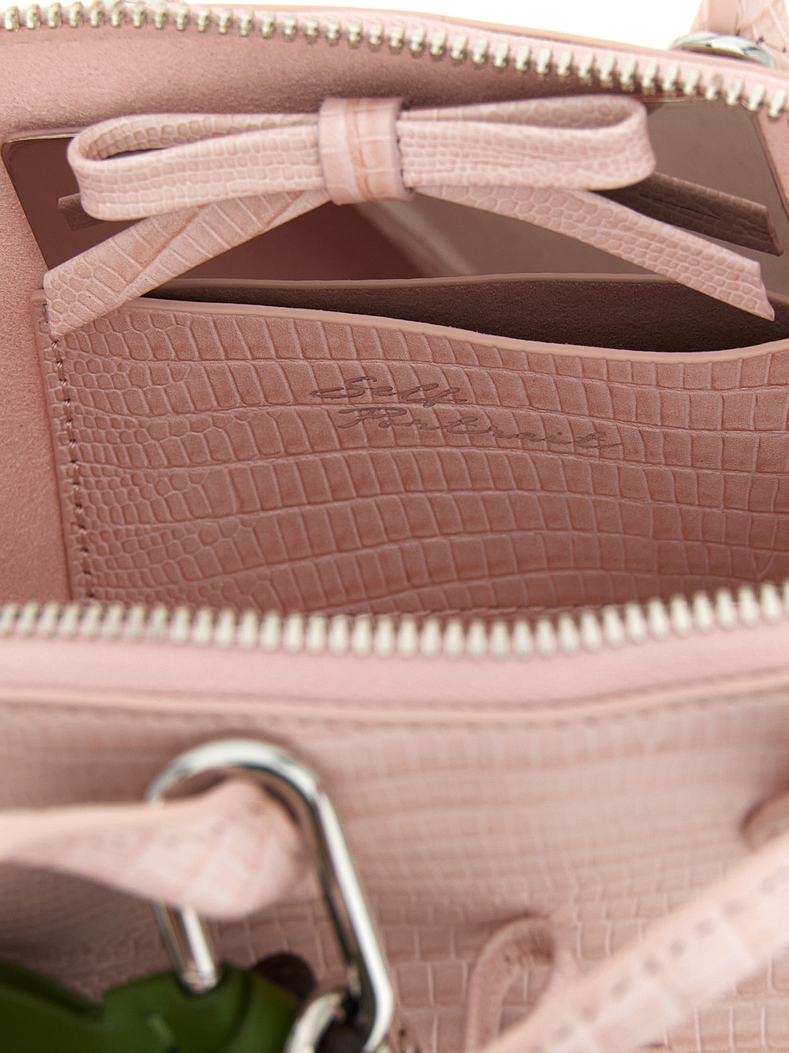 self-portrait Embossed Leather Handbag Blue