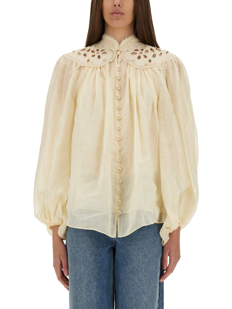 Zimmermann Women's Embroidered Blouse Coco White