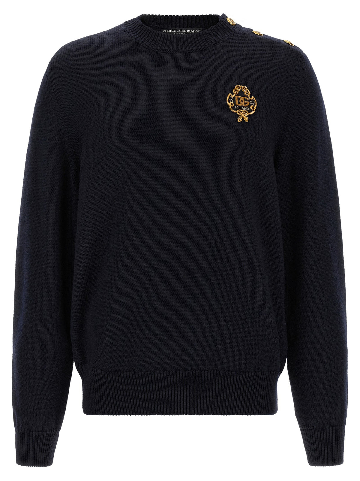 Dolce &amp; Gabbana Embroidered Coat of Arms Sweater Blue