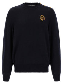 Dolce &amp; Gabbana Embroidered Coat of Arms Sweater Blue