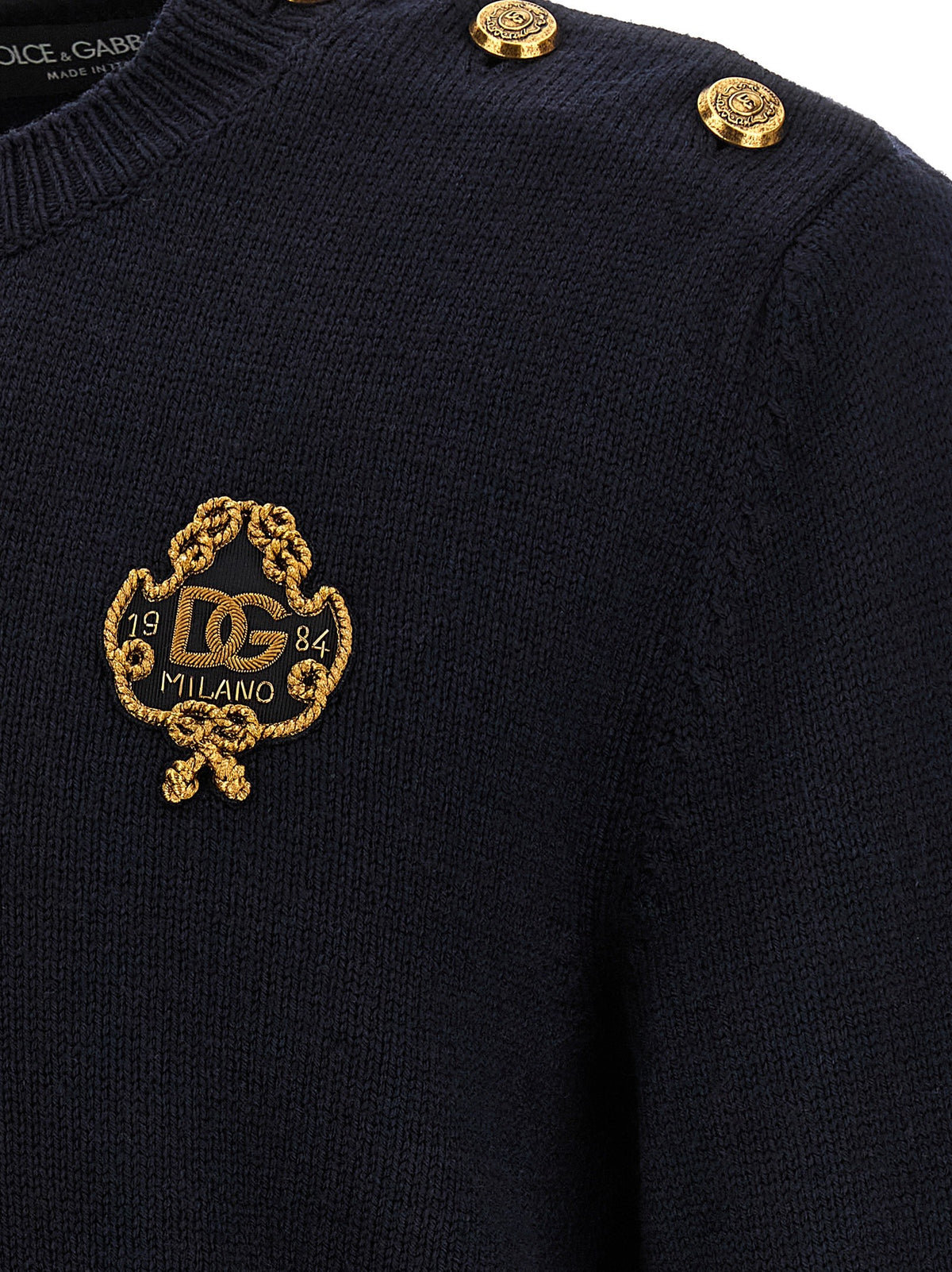 Dolce &amp; Gabbana Embroidered Coat of Arms Sweater Blue