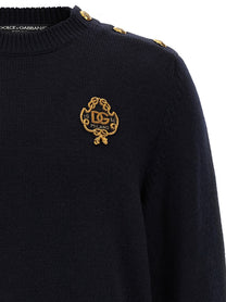 Dolce &amp; Gabbana Embroidered Coat of Arms Sweater Blue